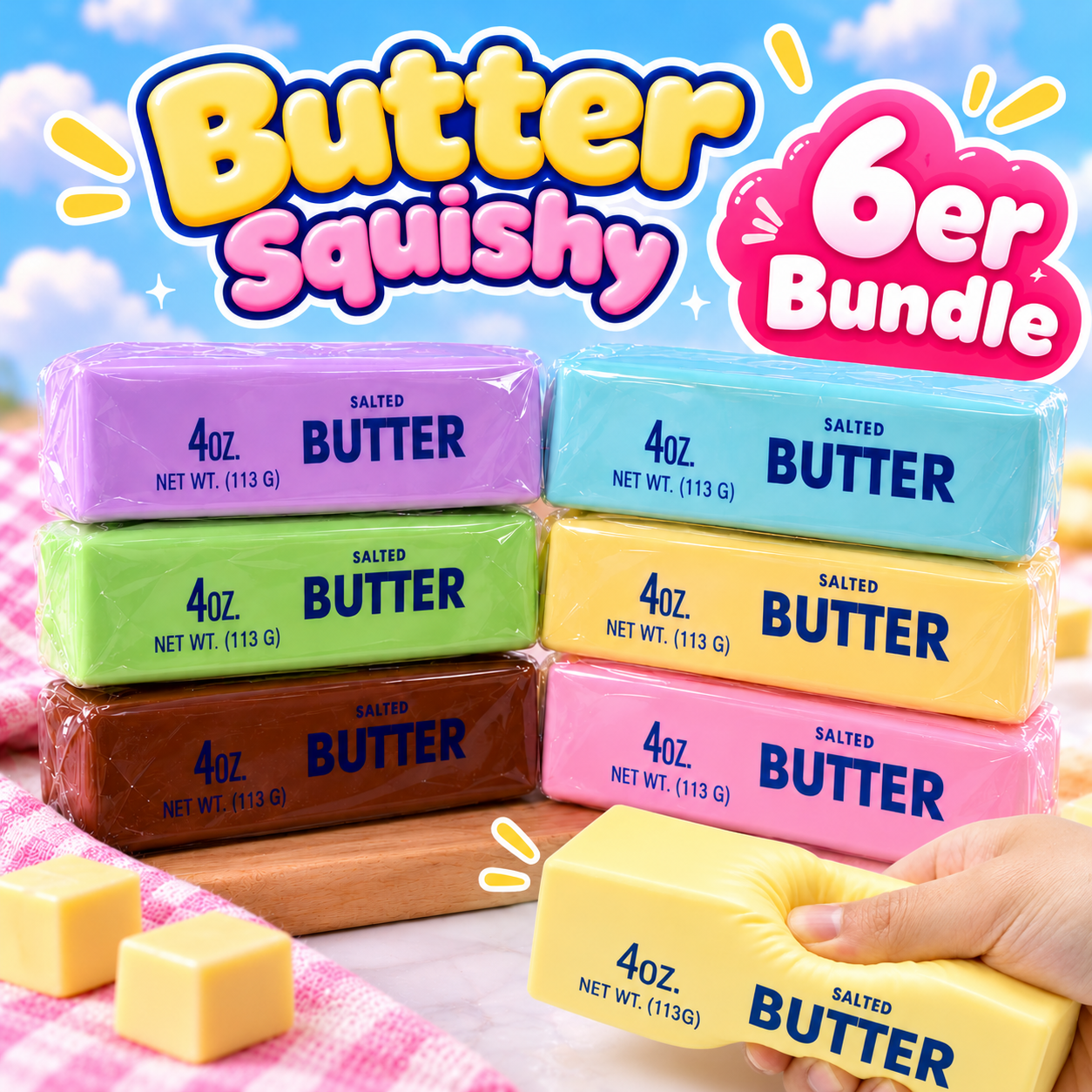 6x Butter Squishy Bundle (6 verschiedene Farben)